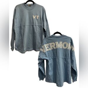 ⛰️ Blue Vermont Long Sleeve Spirit Jersey with Puff Paint Ink